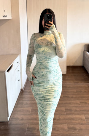 rooshy floral emerald dress