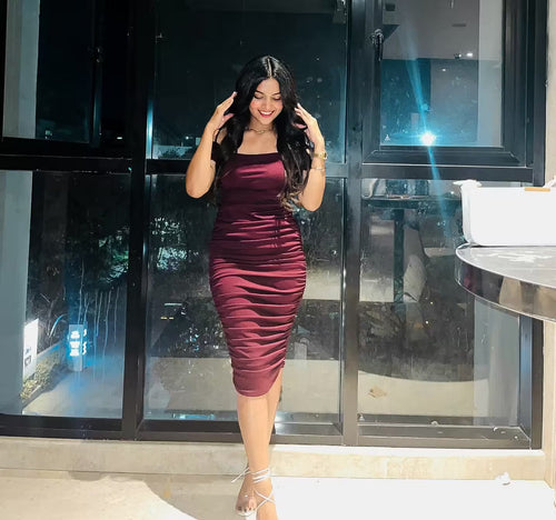 rooshy fine wine ruched dress
