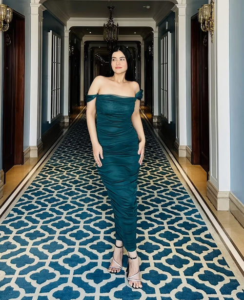 rooshy green eve ruched dress