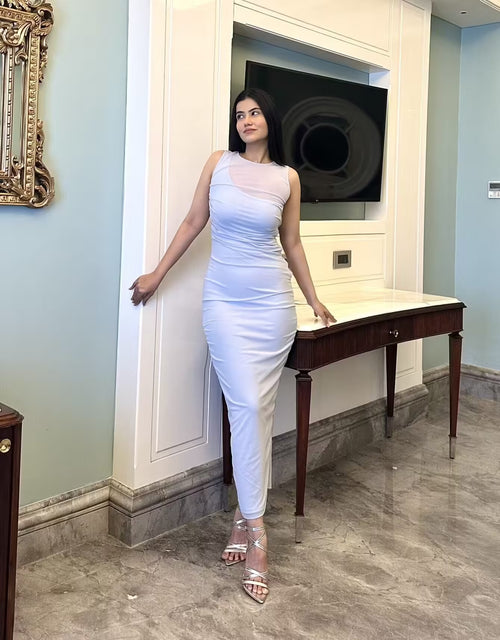 Blue Poly Mesh Dress