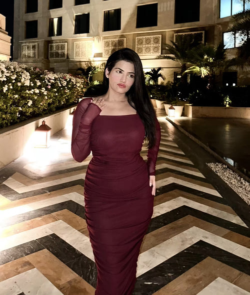rooshy maroon eve dress