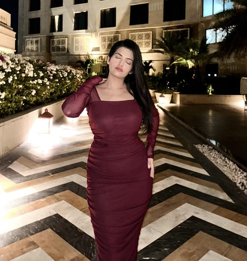 rooshy maroon dresss