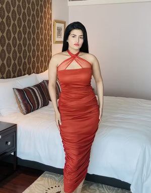 rooshy pumpkin tieup bodycon