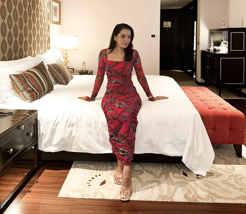 rooshy red floral dress