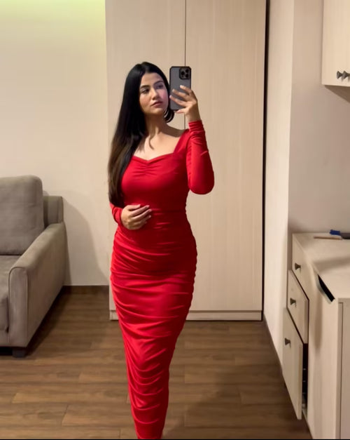 I See Red Ruched Dress