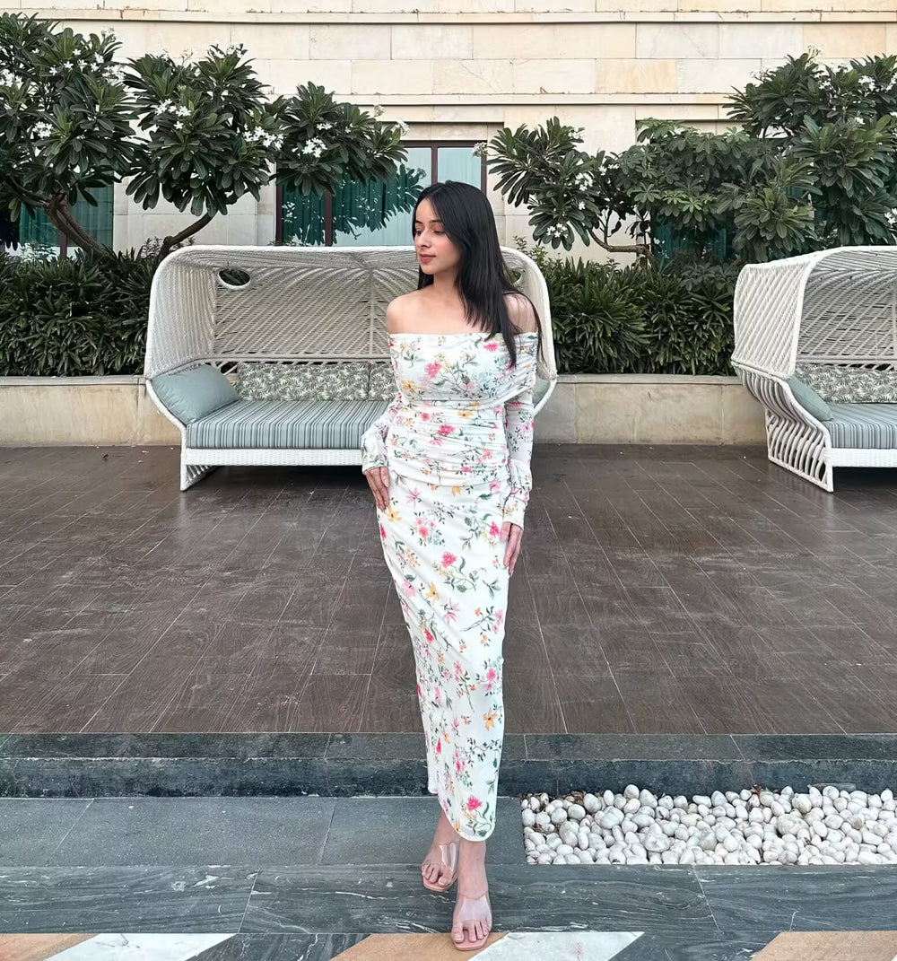 rooshy white lily off shoulder dress