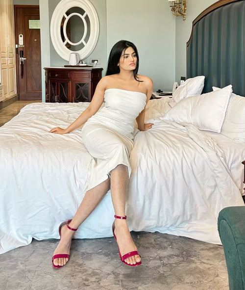 rooshy white leather dress