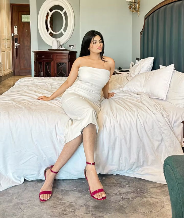 rooshy white leather dress