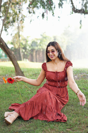 Rooshy cotton linen flared maxi dress