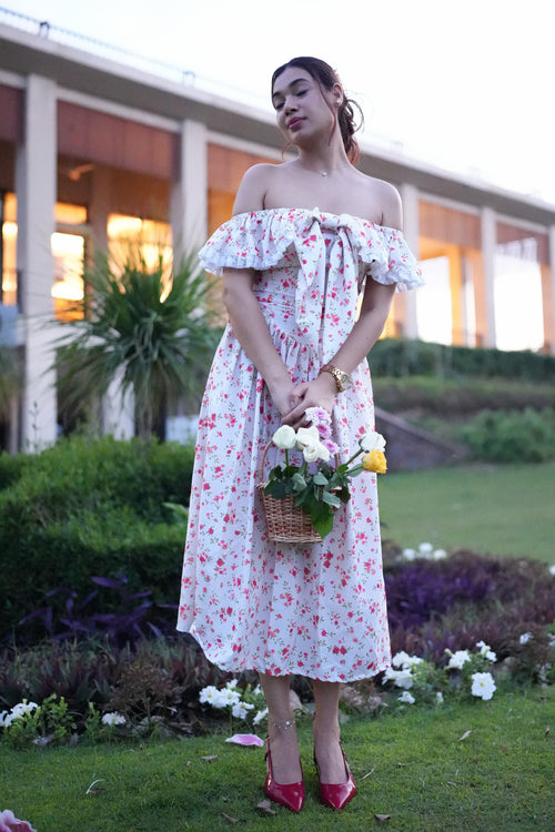 Rooshy bow lace cotton dress