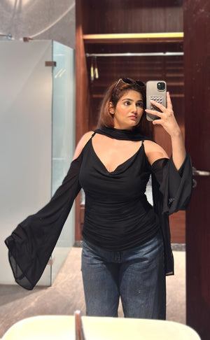 Scandal Black Scarf Top