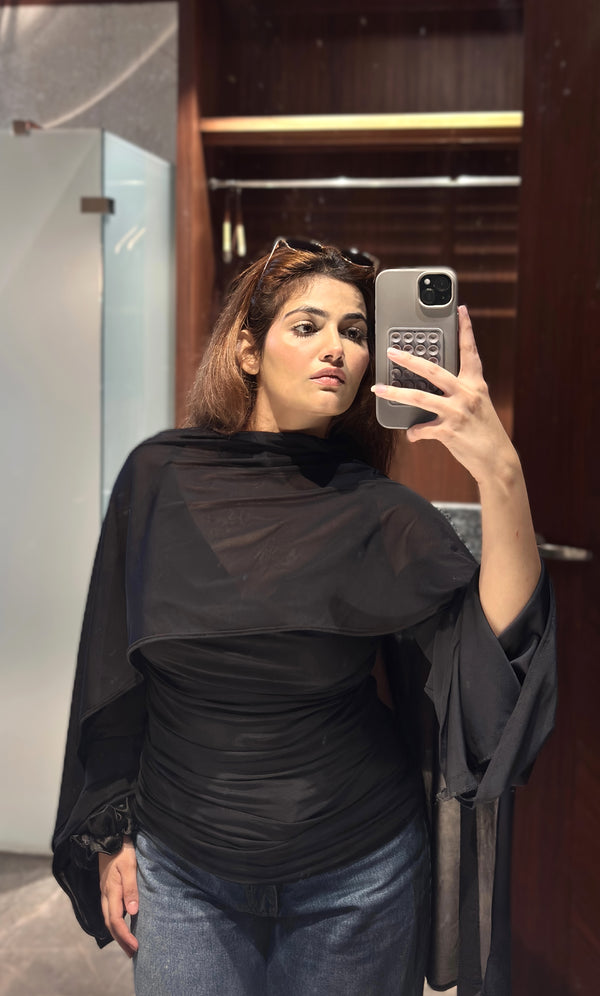 Scandal Black Scarf Top