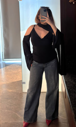 Scandal Black Scarf Top