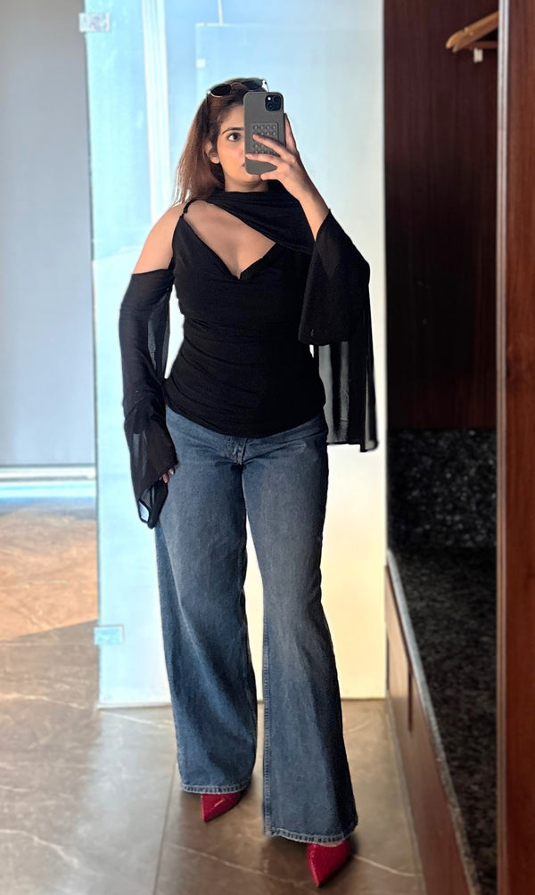Scandal Black Scarf Top