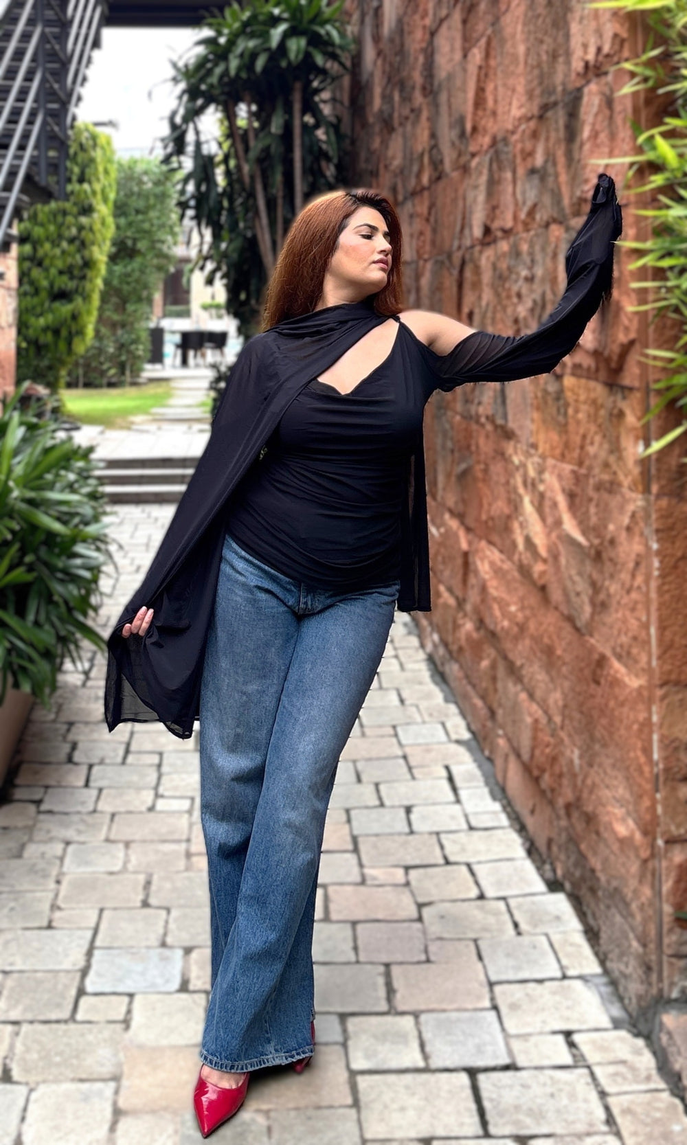 Scandal Black Scarf Top