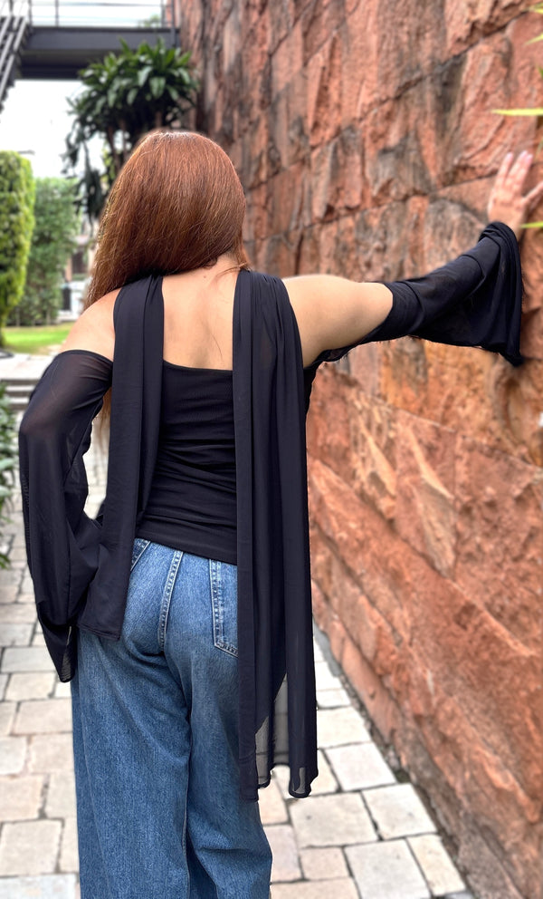 Scandal Black Scarf Top
