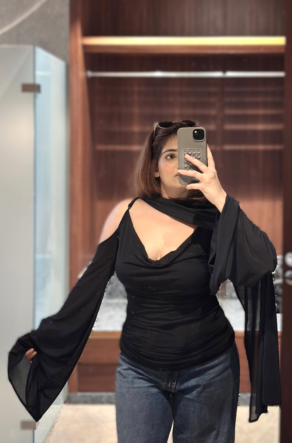 Scandal Black Scarf Top