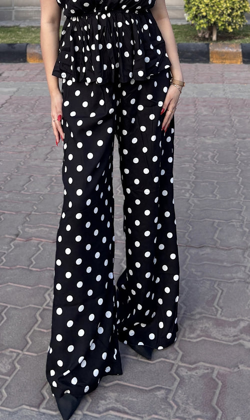 Rooshy black and white dots pants for women