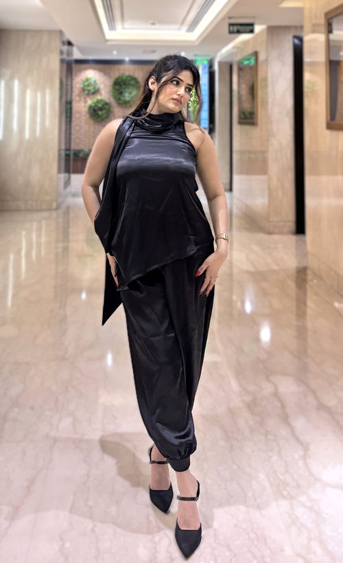 Rooshy satin top with scarf shawl for women