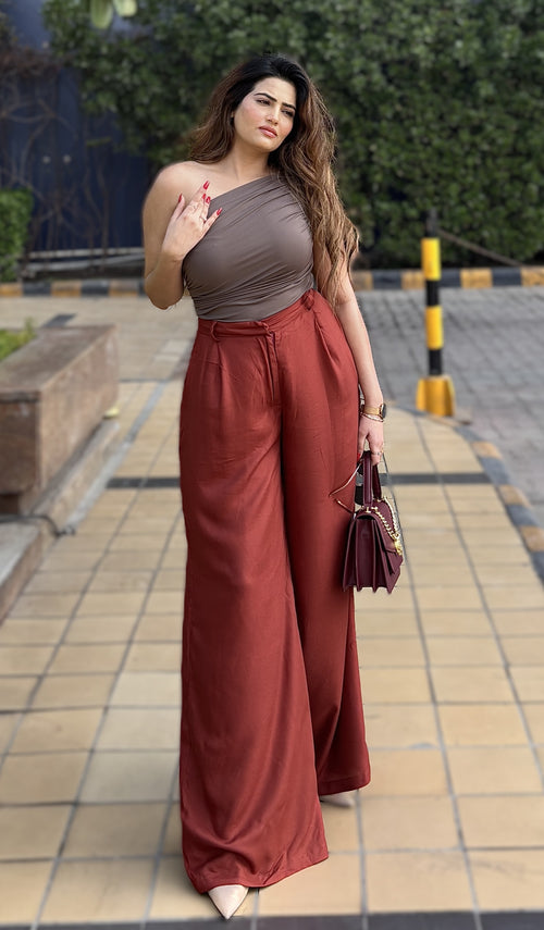 Rooshy Rust solid wide leg trouser