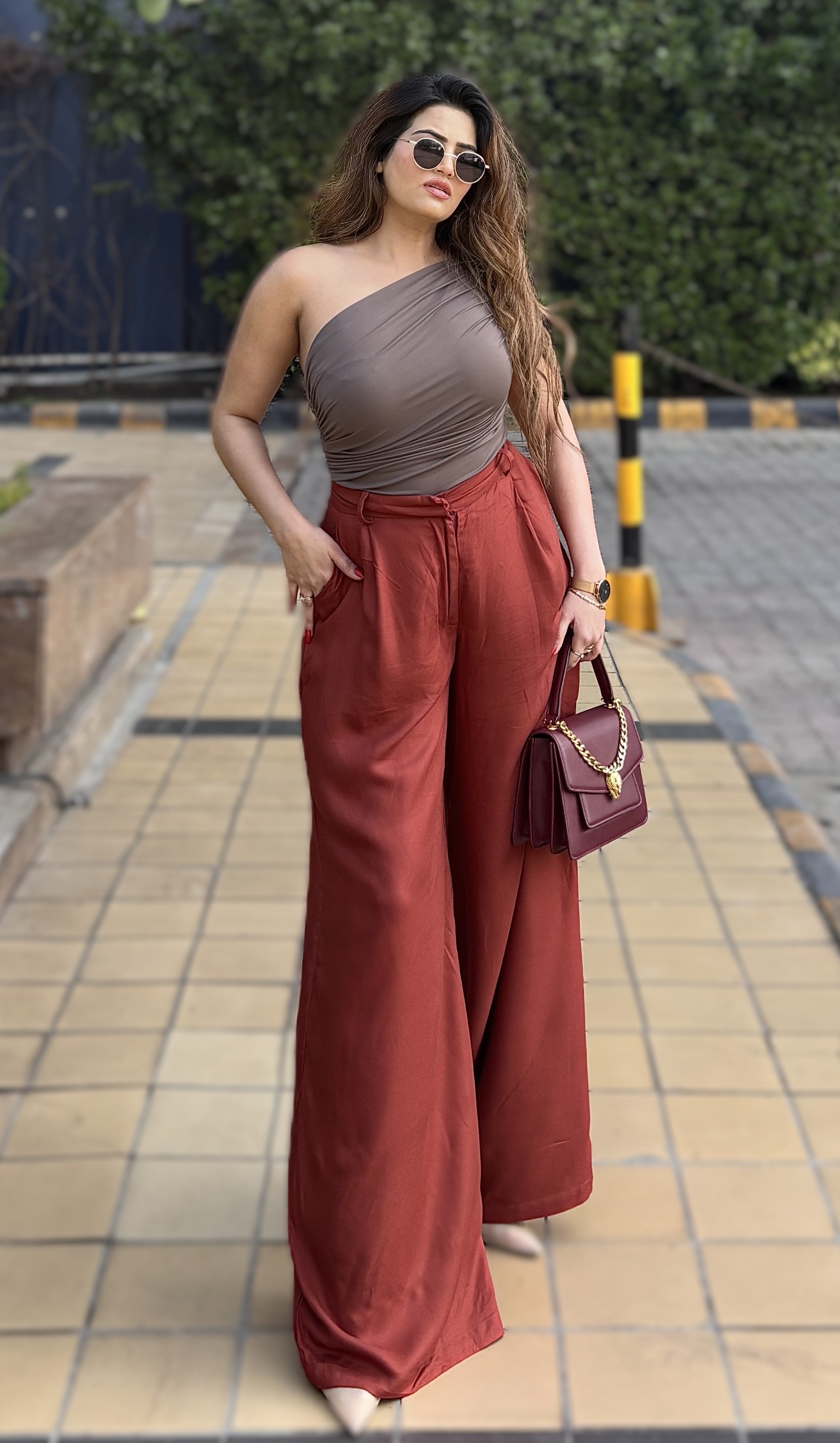 Rooshy rust red flared trouser