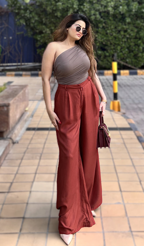 Rooshy solid orange high waist trouser
