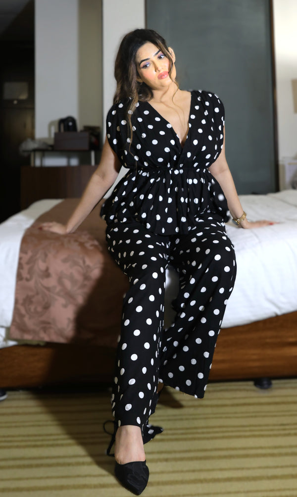 Rooshy polka dot printed cotton co-ord set
