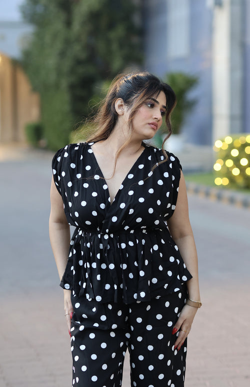 Rooshy polka dots fit and flare tops for women