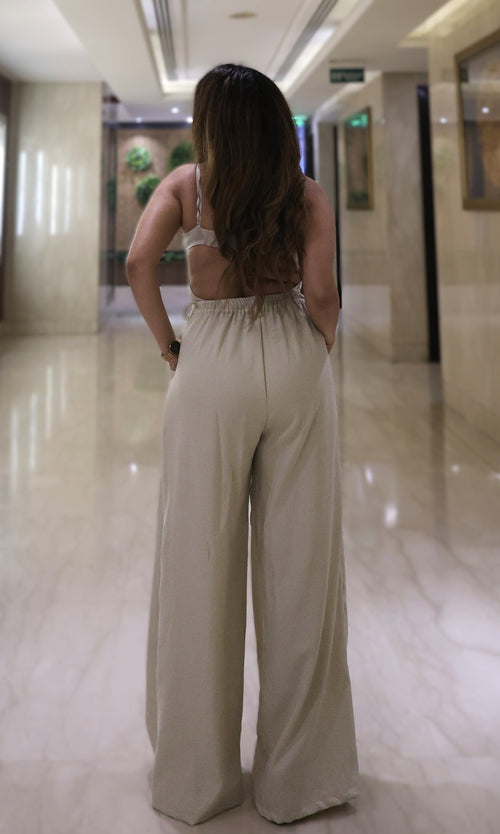 Rooshy liht beige high waisted linen trouser