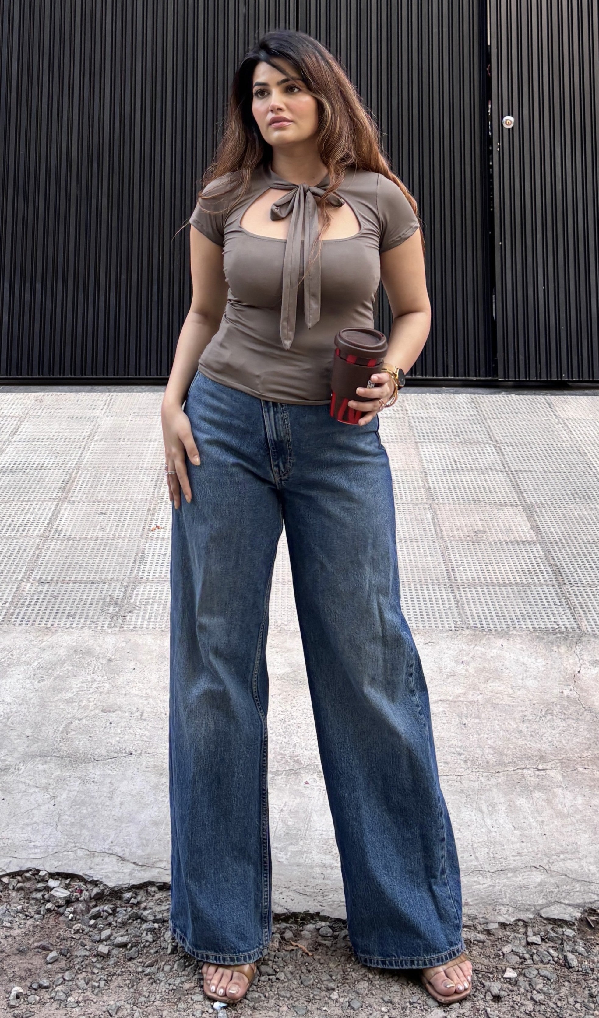 Rooshy casual everyday bow tie kneck top