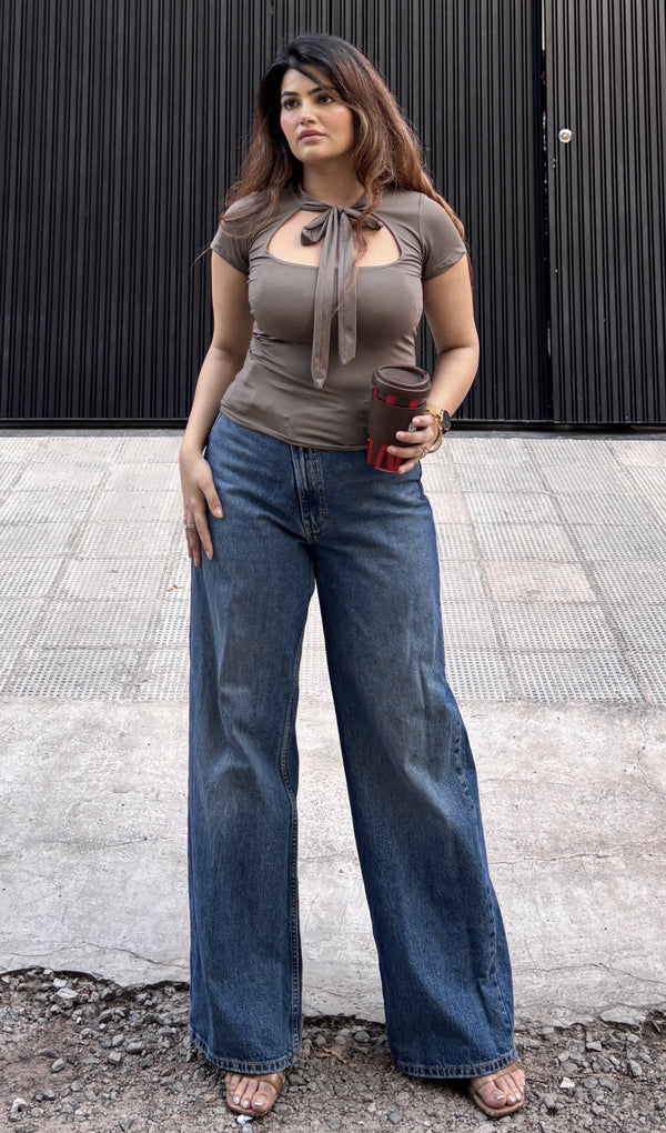 Rooshy casual everyday bow tie kneck top