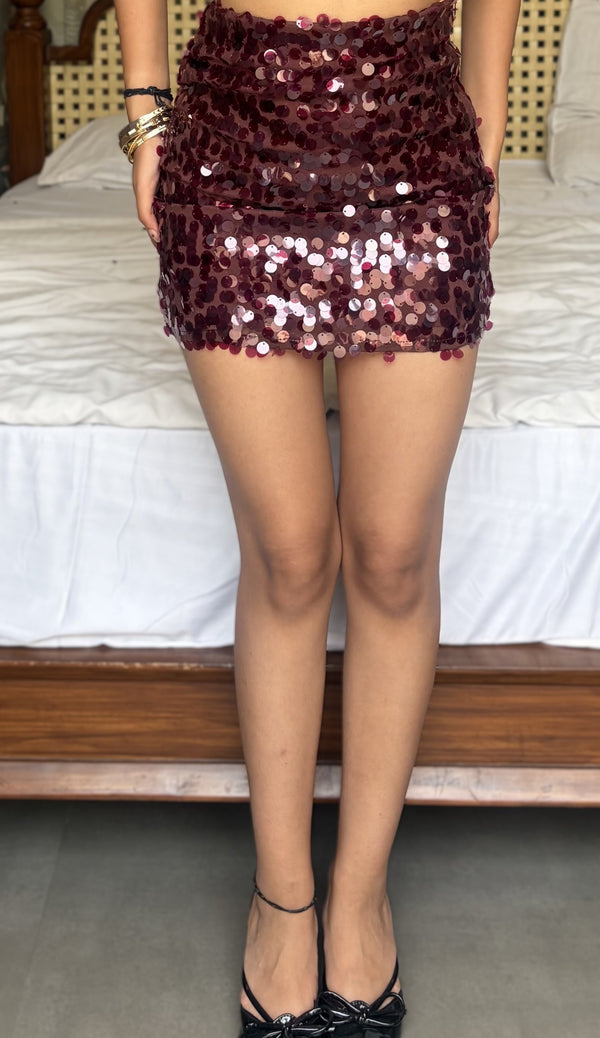 Vino Mini Sequin Skirt