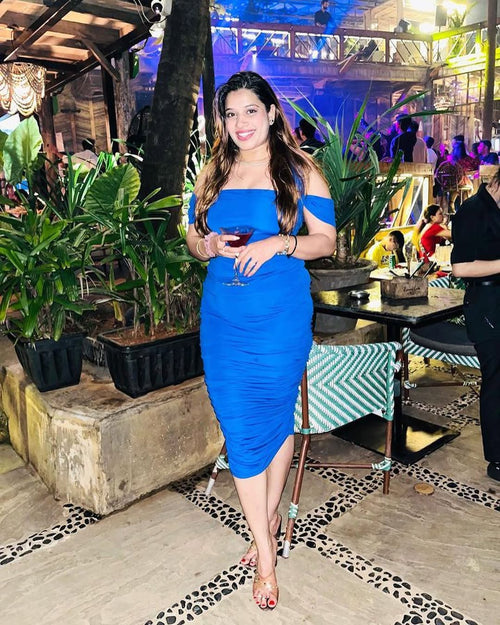 Fine Blue Ruched Dress