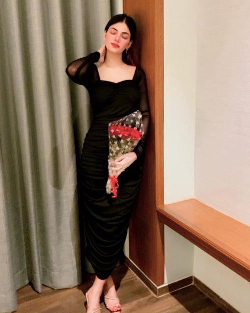 Marinara Black Ruched Dress