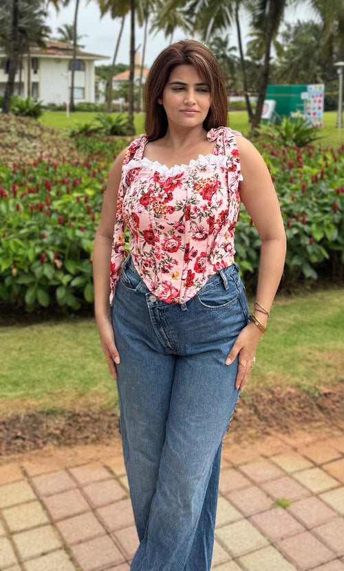 Rooshy pink floral corset dress