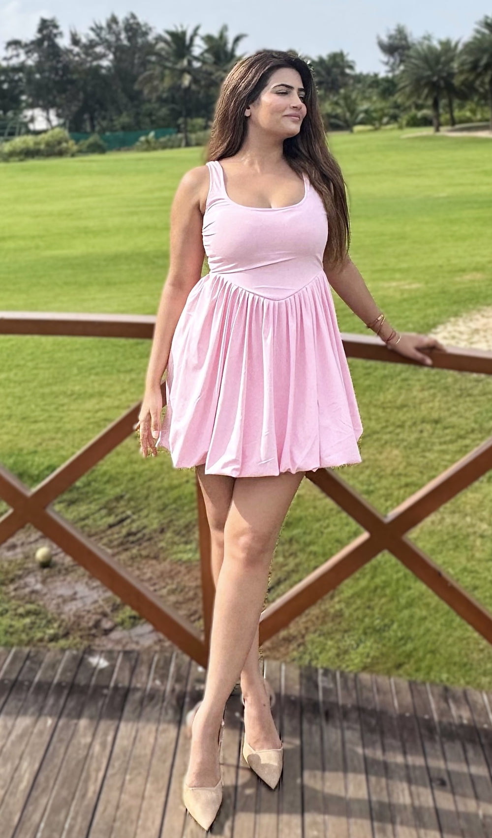 rooshy pink bow look frock dress