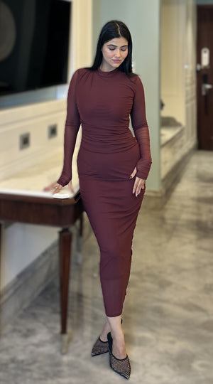 rooshy sierra maroon fullsleeves dress