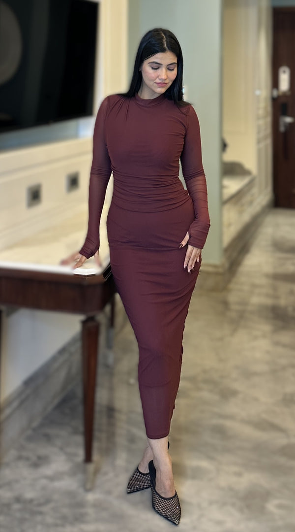 rooshy sierra maroon fullsleeves dress