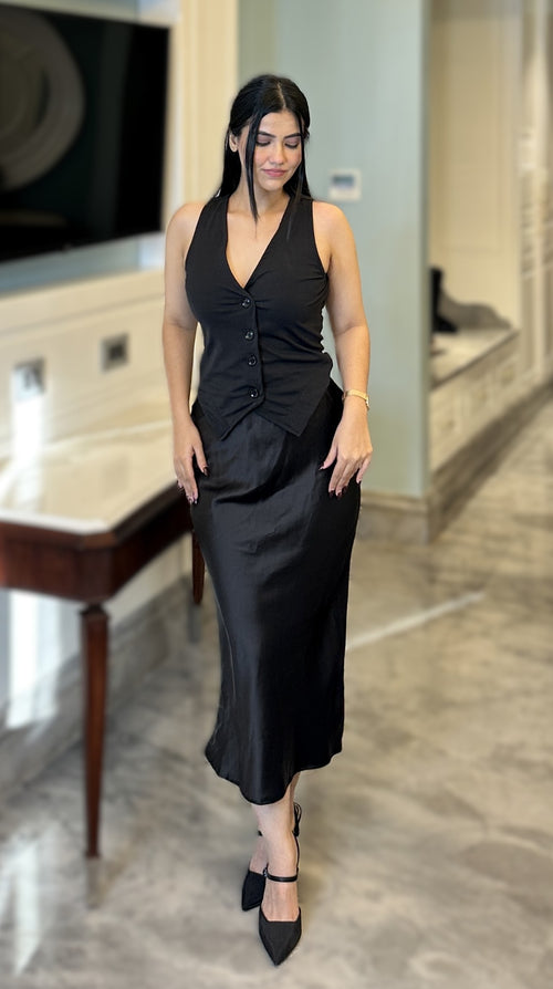 rooshy satin skirt and top