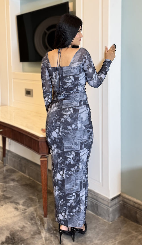 rooshy grey fullsleeves bodycon dress