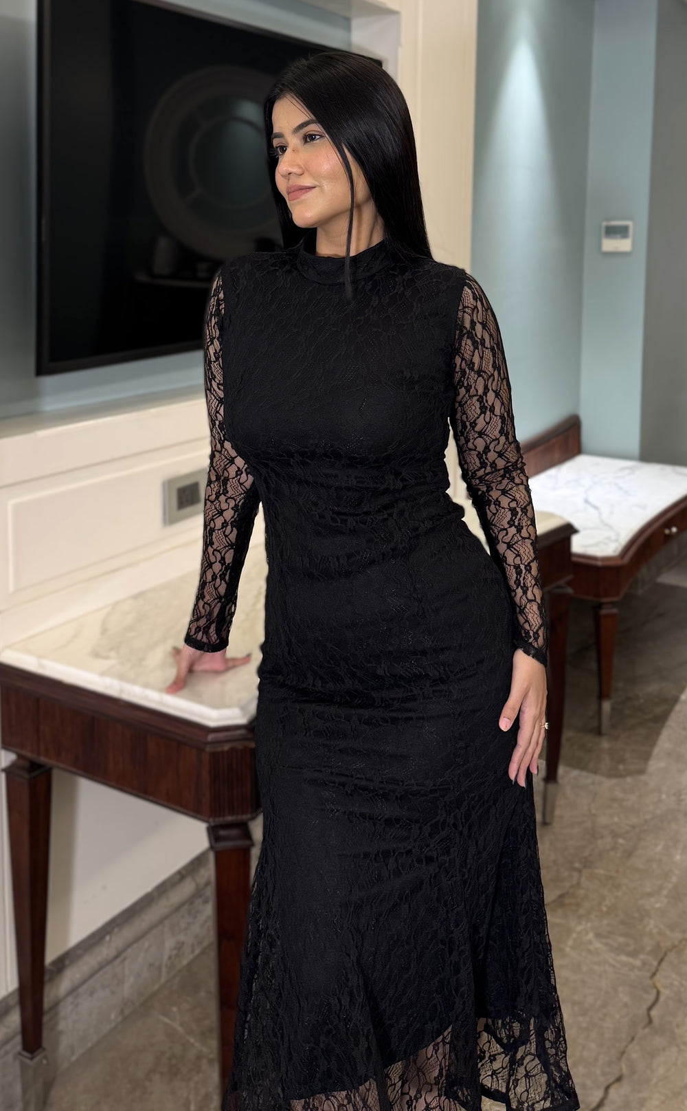 Rooshy black net dress