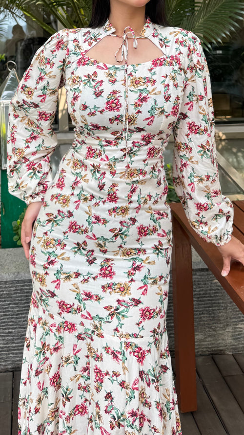 rooshy floral cotton full sleeves dress