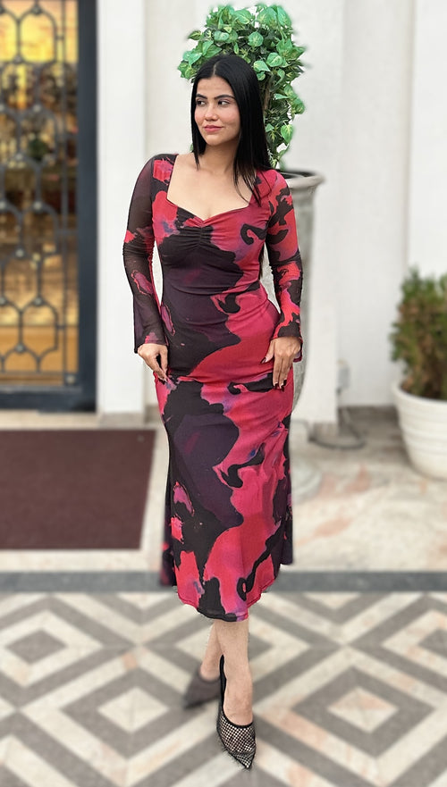 rooshy mysterious love bodycon fullsleeves dress