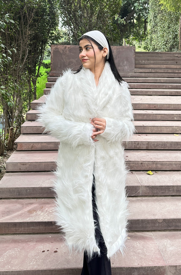rooshy frosted ice long fur jacket