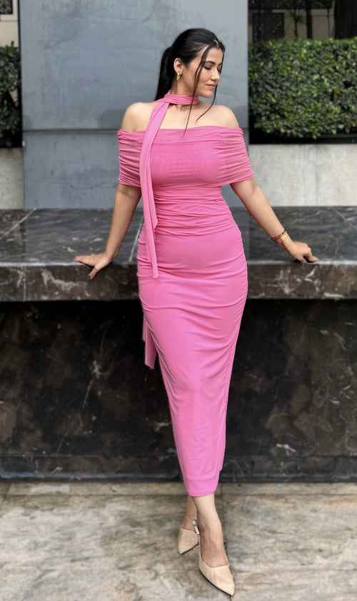 rooshy pink scarf dress