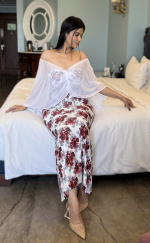 rooshy bodycon flared dress with coverup