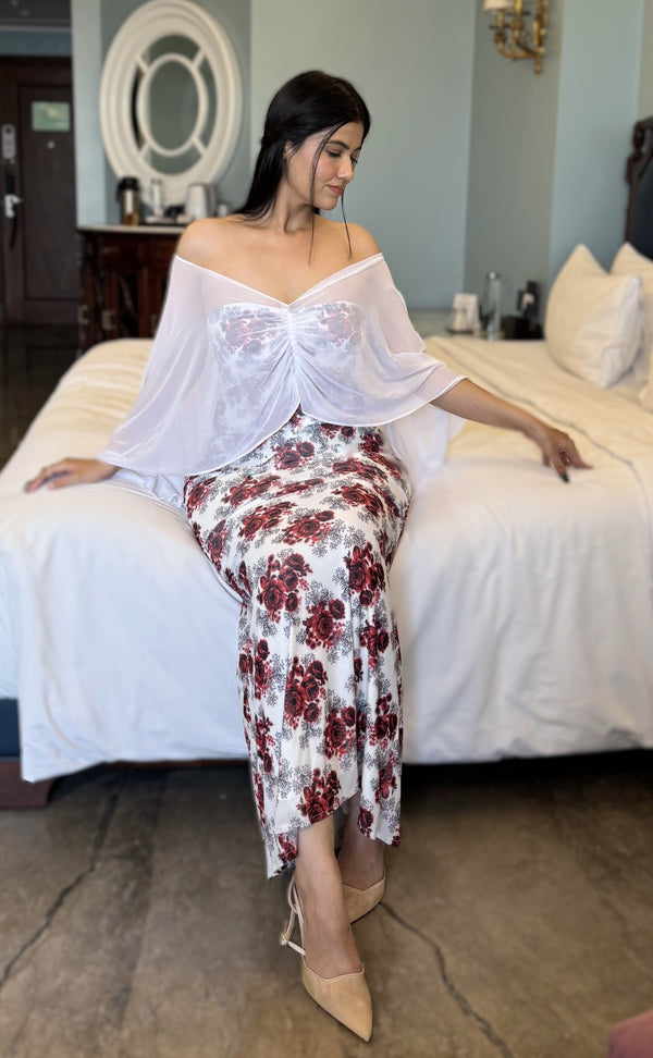 rooshy bodycon flared dress with coverup