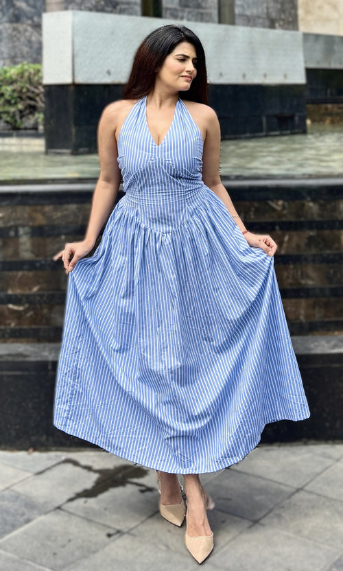 rooshy blue stripes frock