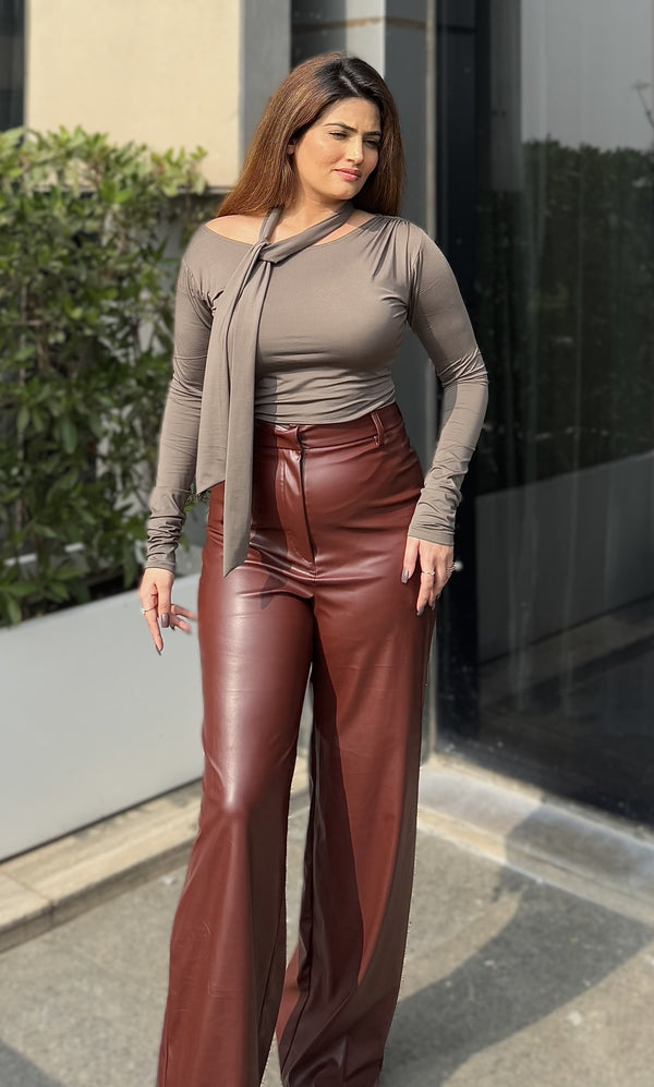 Rooshy coco brown leather pant