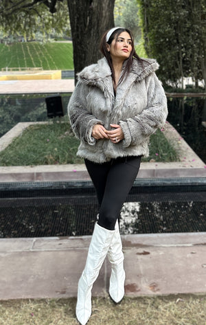 rooshy smoky snowfall fur jacket